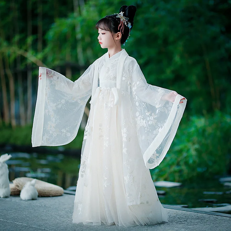 Girls Hanfu Dress Traditional Chinese Cloth Outfit Ancient Folk Dance Stage Costumes Oriental Kids Fairy Princess Cosplay