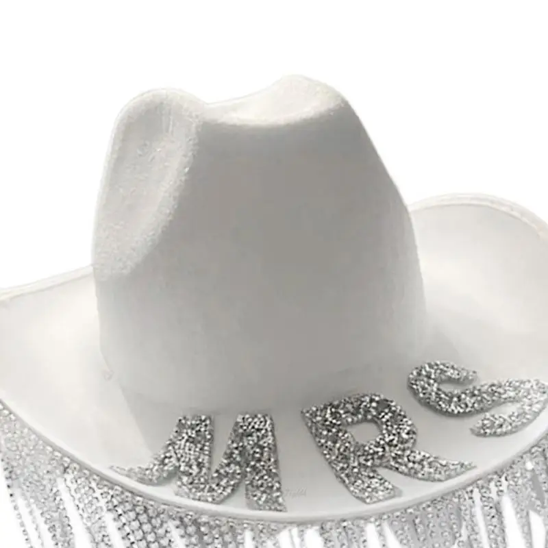X5XA Bachelorettes Party Hat Bridal Shower Hat Women Cowgirl Hat Wedding Headpiece
