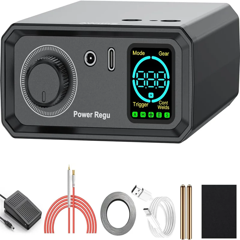 

AA08-Spot Welder 9000W Battery, Rotary Knob Operation 100 Gears, 0.1-0.3Mm Dual Pulse Output,For Making DIY