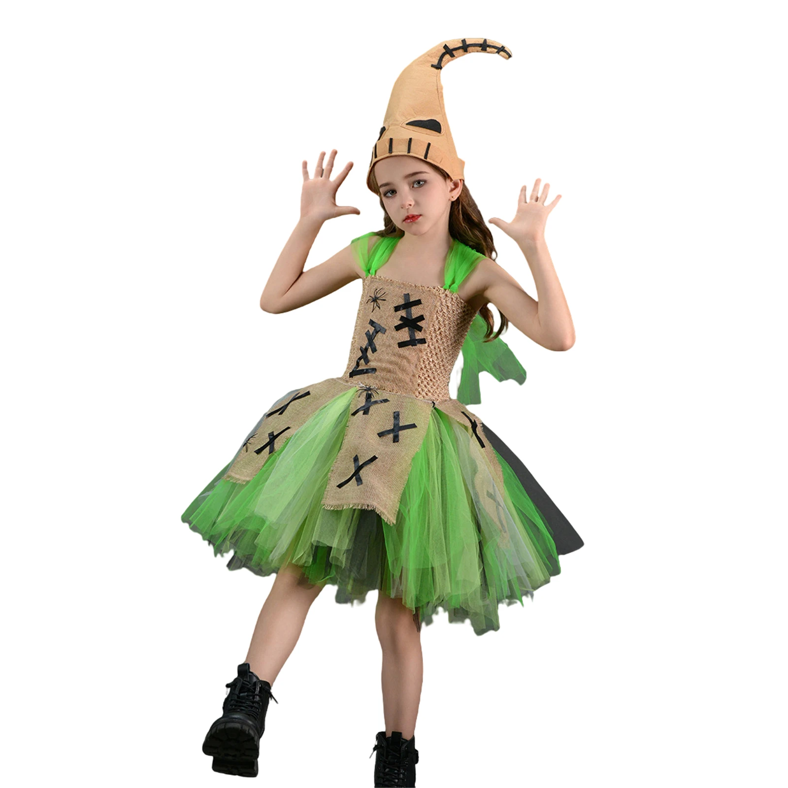 Kids Oogie Boogie Cosplay Movie Christmas Costume Girls Tutu Skirt Dress Stage Dance Suit Halloween Dress Up Clothes