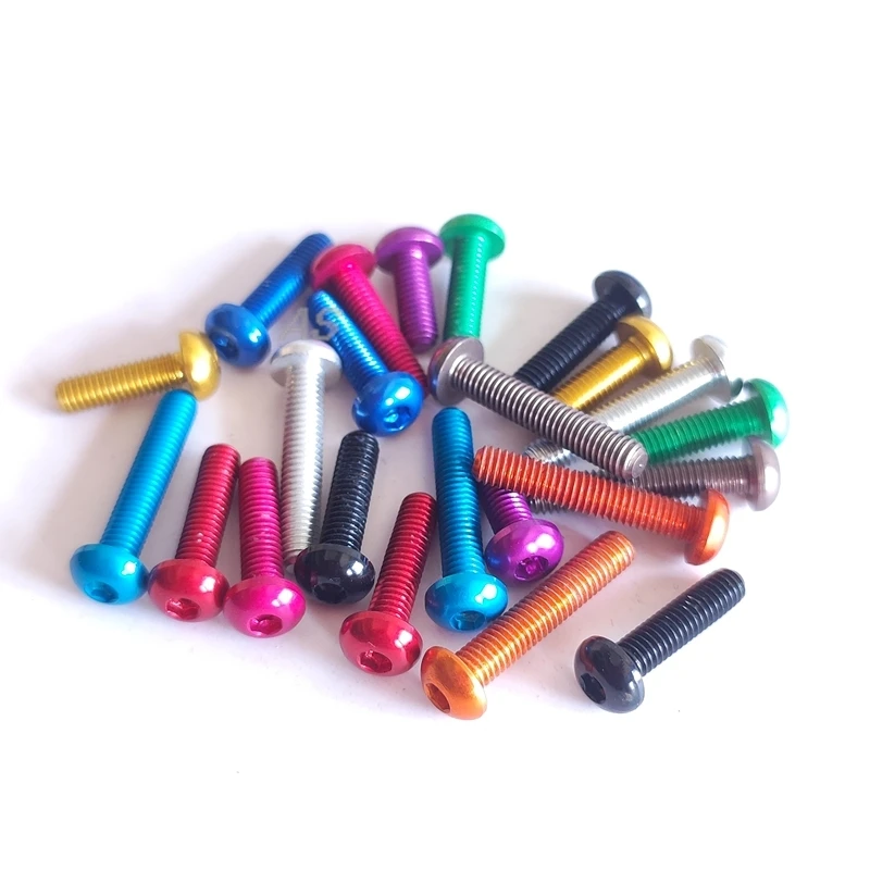 10 teile/los M3 Aluminium 7075 allen taste schraube M3 * 5/6/8/10/12/14/16mm Eloxiert Aluminium Hex Buchse Runde kopf Maschine Schraube Schrauben
