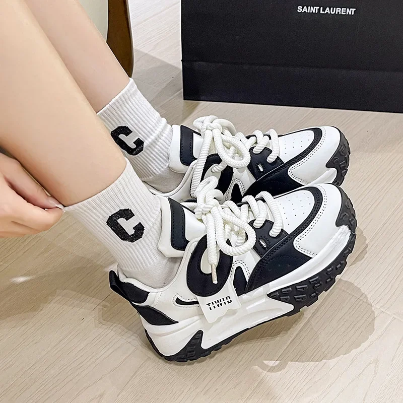 Hot Sales Daddy Shoes for Women 2023 New Autumn and Winter Fashion Color Thick Sole Inside Increase Leisure Sports Single Shoes