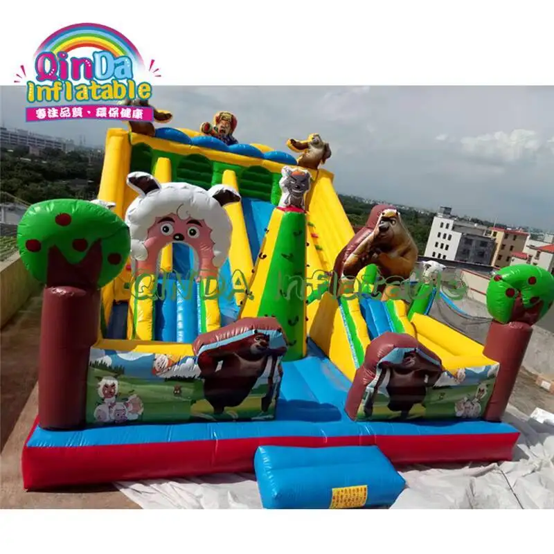 Château gonflable combiné de toboggan d'eau de maison de rebond d'ours de qualité commerciale cavalier gonflable adulte