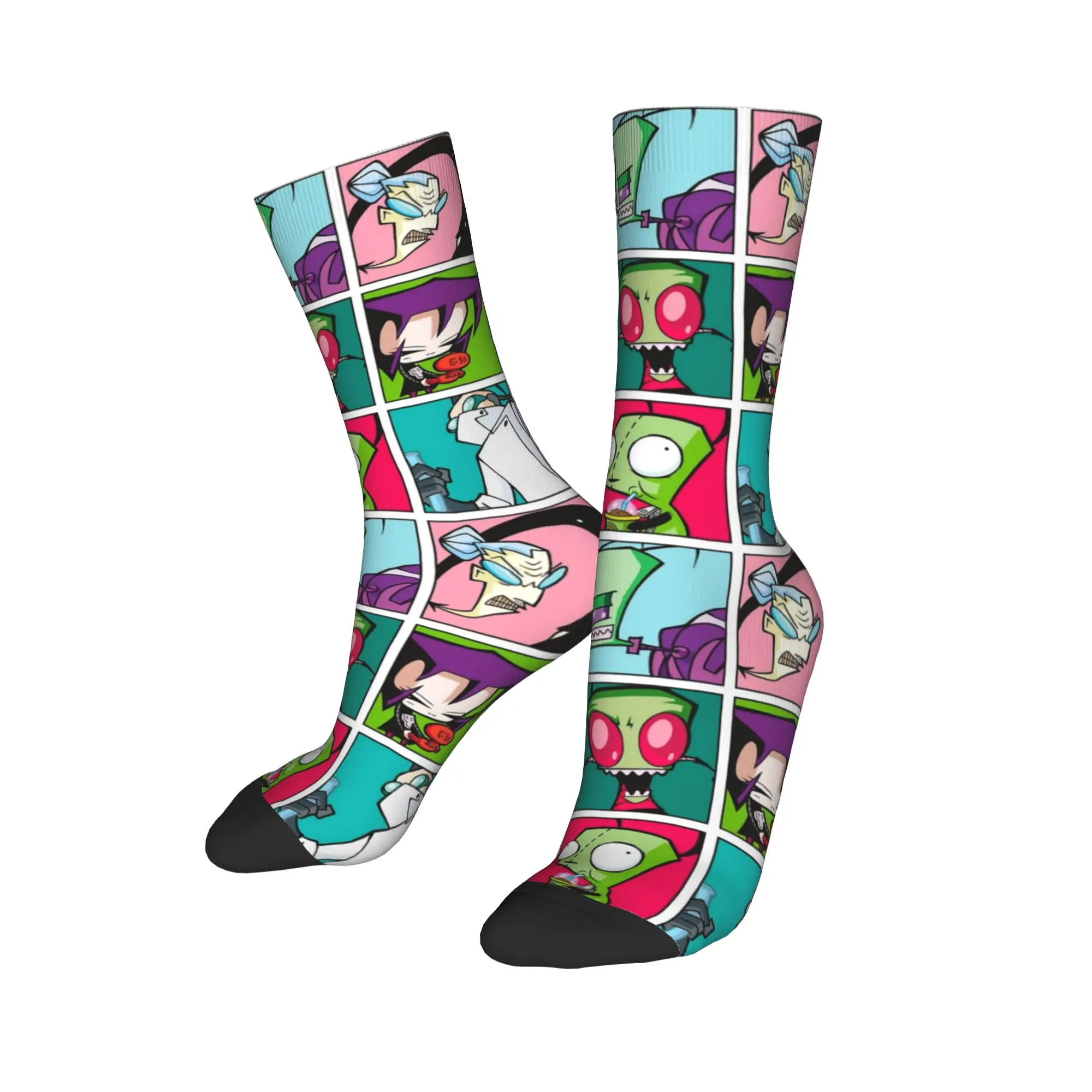 Invader Zim Characters Socks Men's Women's Polyester Funny Socks Hip Hop Spring Summer Autumn Winter Middle Tube Stockings Gift
