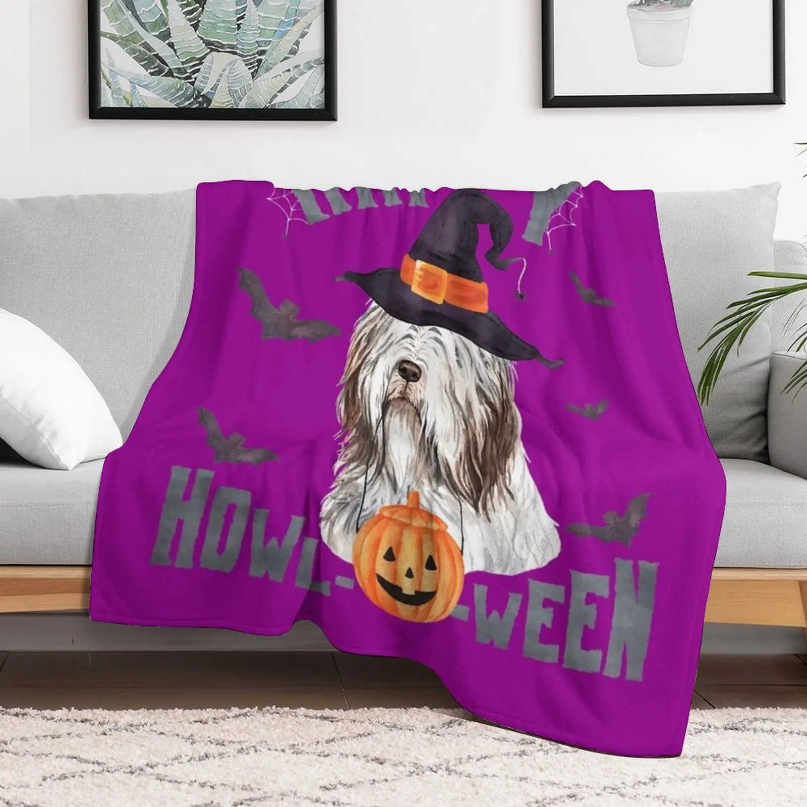 

Happy Howloween Bearded Collie Dog Pun Halloween Costume Throw Blanket Furrys Sleeping Bag Large Soft Blankets