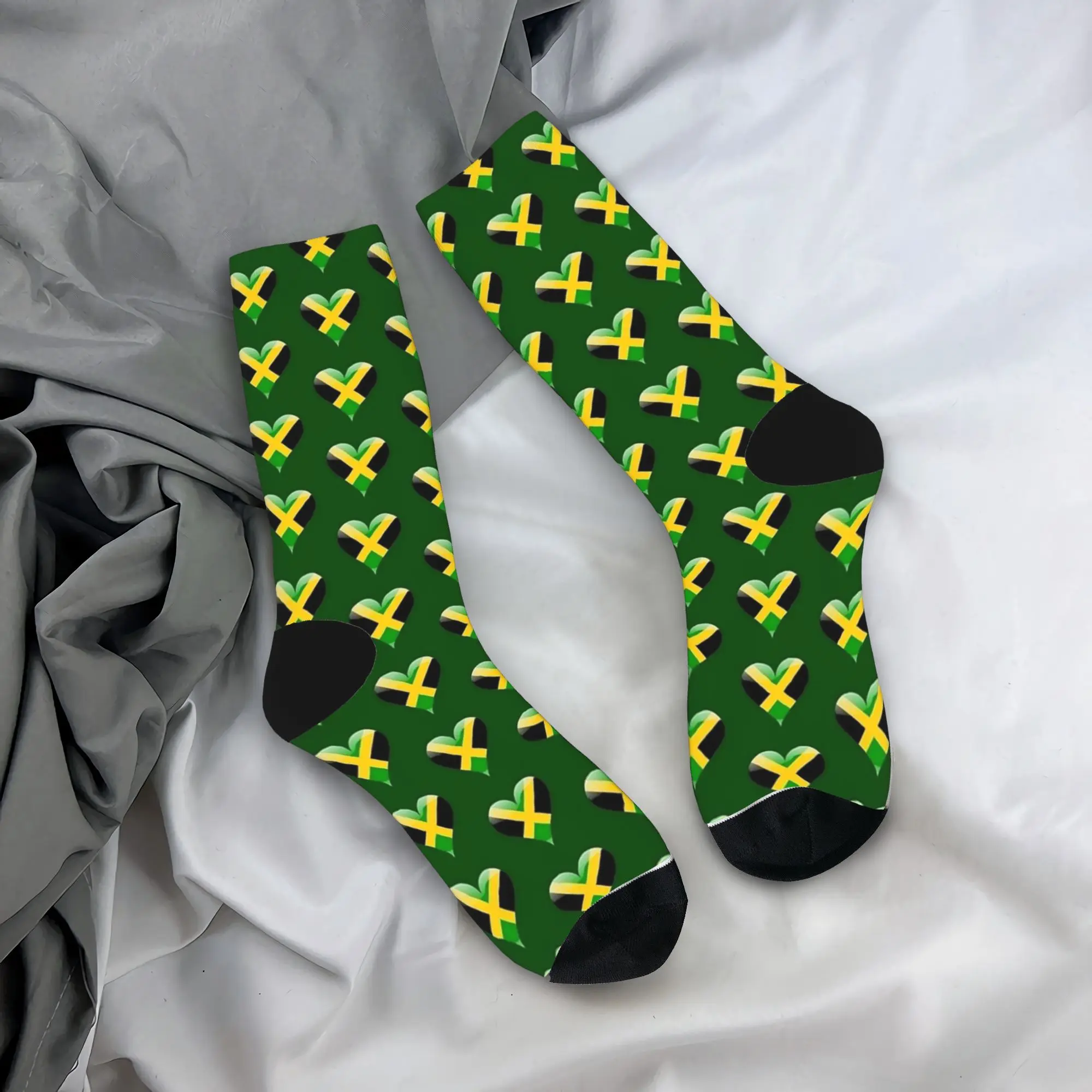 

Jamaican Heart Socks Casual Stockings Winter Anti Skid Men's Socks Comfortable Printed Outdoor Socks