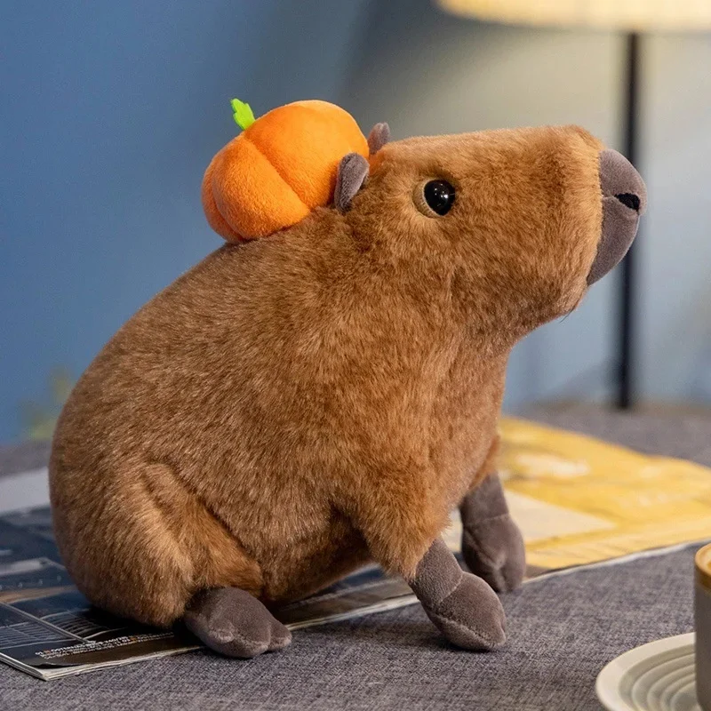 30Cm Kapibala Pluche Speelgoed Schattige Simulatie Dolfijn Met Pompoen Op Top Pop Kapibala Zacht Pluche Gevulde Katoenen Poppen Kinderen Geschenken