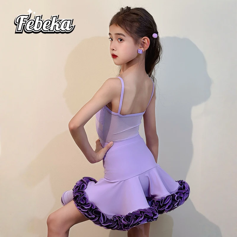 Traje de treinamento de dança latina menina novo traje de desempenho das crianças regulamentos de competição vestido de dança latina