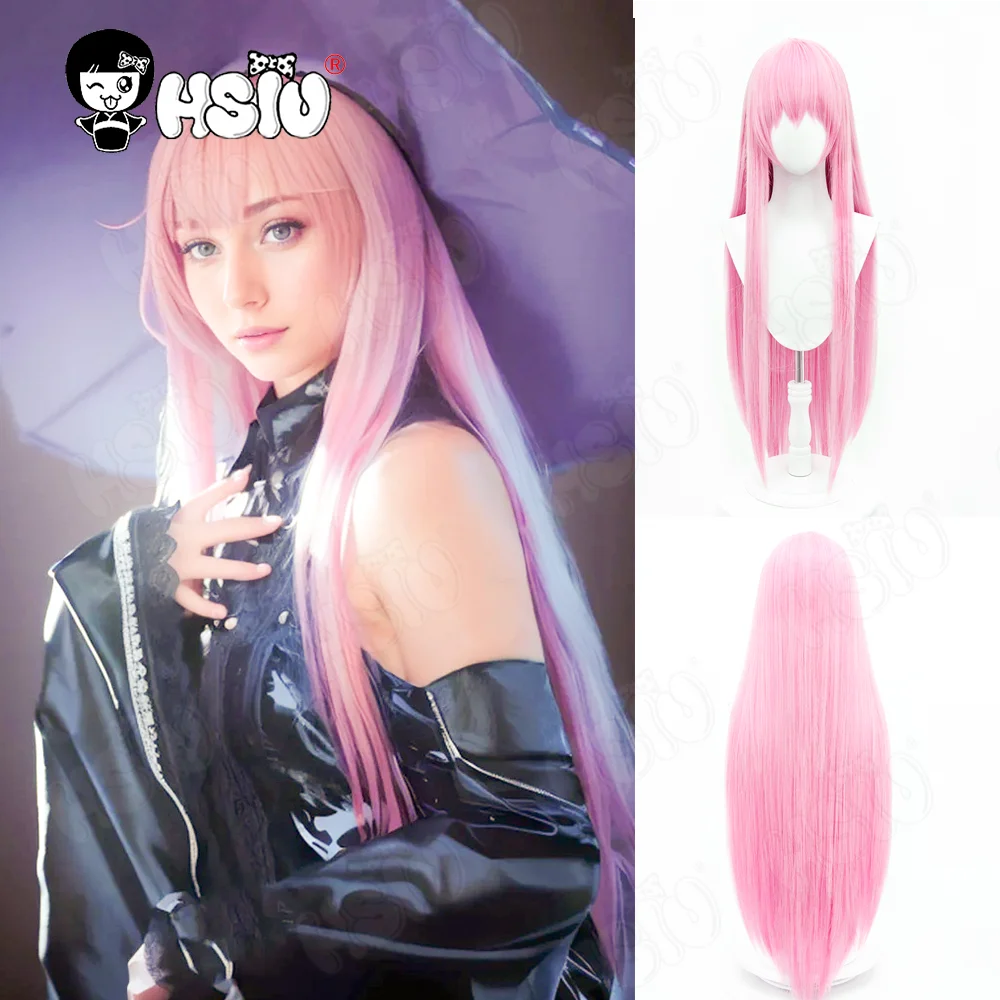 Megurine Luka Cosplay Wig Fiber Synthetic Wig「HSIU」100CM Long Pink Wig Halloween Party Wigs+Wig Cap Luka Cosplay