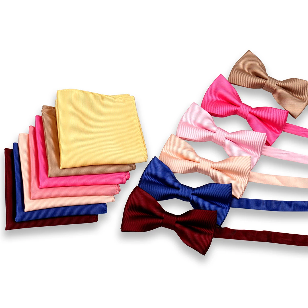 Bow Ties For Men Pre-tied Butterfly Knot Bowtie Hanky Set Solid Color Bow Tie Handkerchief Wholesale For Adult Male Wedding Gift