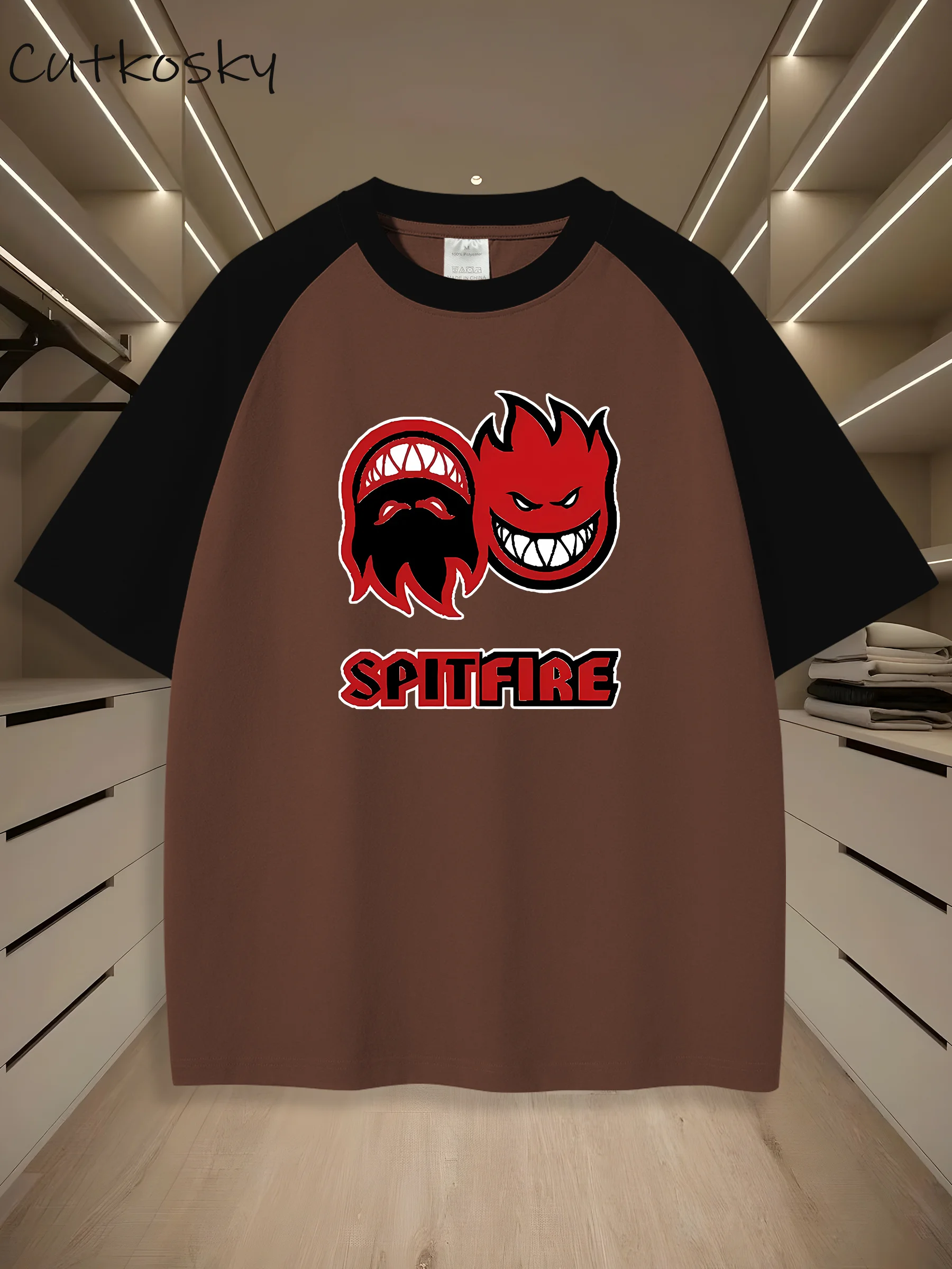 تي شيرت - تي شيرت صيفي كاجوال للرجال، تصميم أحمر وأسود، قماش خفيف الوزن، مثالي للارتداء الكاجوال أو الهدايا #2