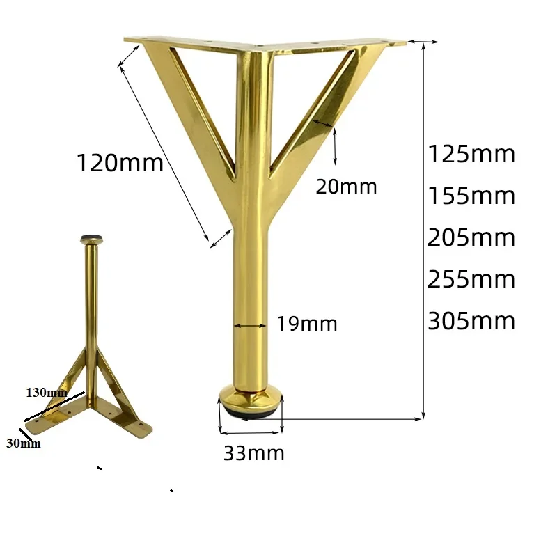 Patas triangulares para muebles, patas de titanio, oro, mate, acero negro, armario, sofá, mesa de centro, pies niveladores, 2 piezas