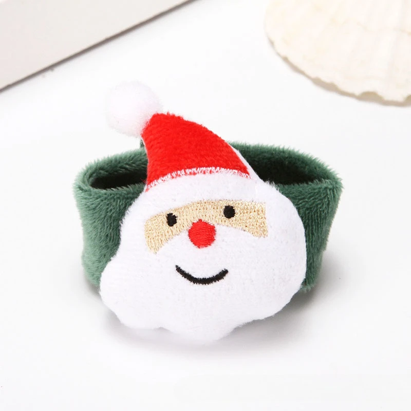 Plush Popping Circle Cute Cartoon Santa Claus Christmas Tree Reindeer Wrist Ornament Children's Christmas Gift 1pcs