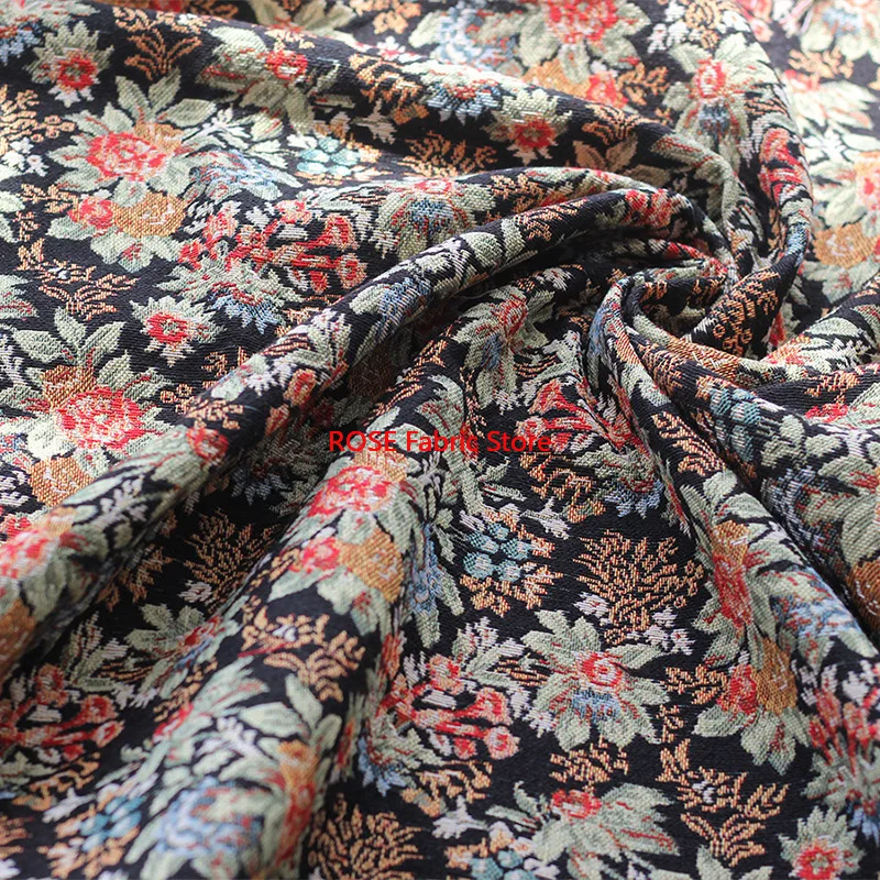 

1-метровая жаккардовая ткань с тиснением цветов в стиле ретро для домашнего текстиля, подушки, сумки, платье, одежда, шитье своими руками