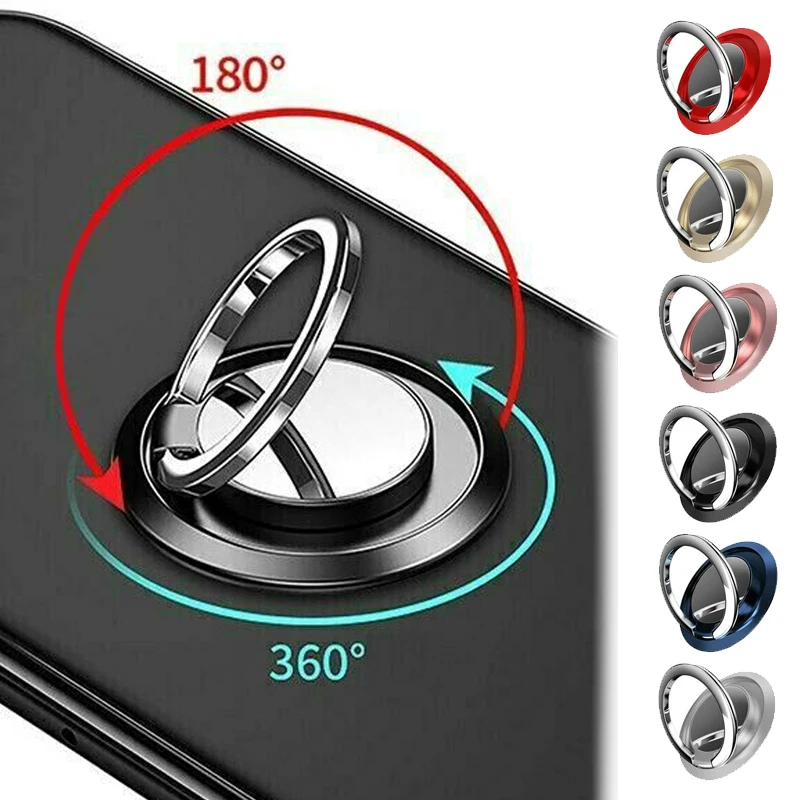 540 Degree Rotatable Spin Mobile Phone Ring Holder Sticker Metal Finger Round Ring Smartphone Socket For Smartphone Mount Stand