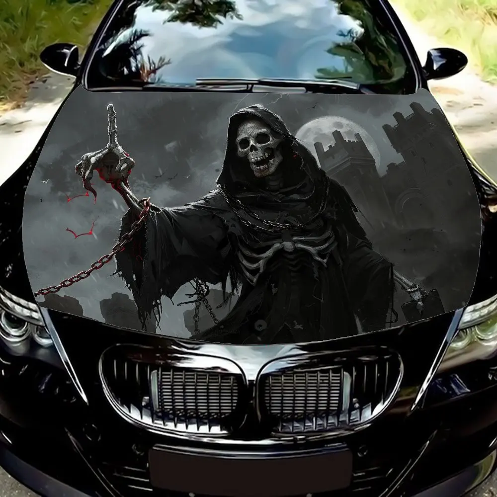 

Mystery Skeleton Car Hood Sticker PVC Self Waterproof Stick, Striking Auto Exterior Accessories Decor Protect Gift for Car Lover