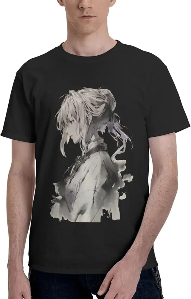 Anime Violet Evergarden T Shirt Man's Summer Cotton Crew Neck Fashion Tee Cool Casual Tops