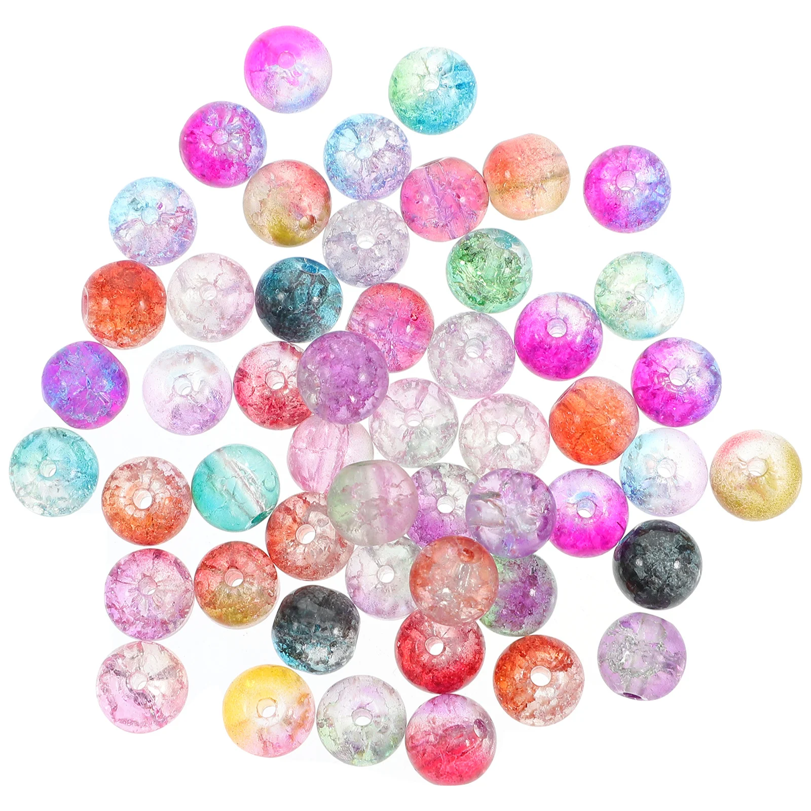 

150Pcs Round Glass Beads Crack Pattern Loose Spacer Beads for Jewelry Making DIY Bracelets Crafts Circle Beads,