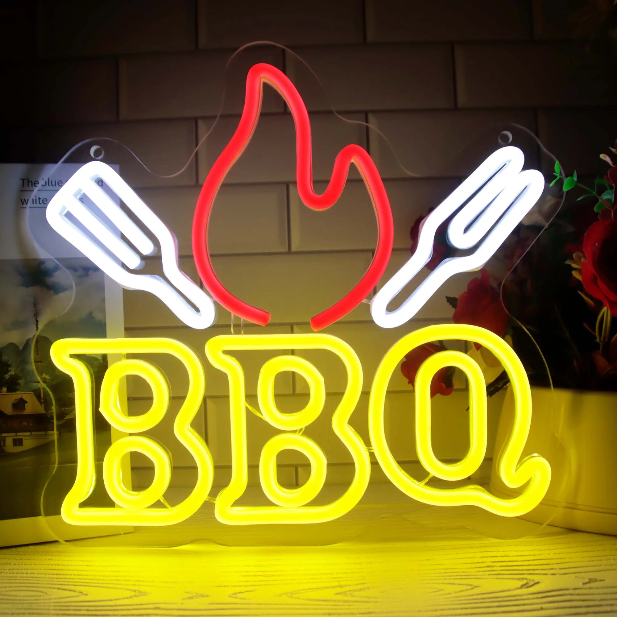 BBQ Neon Signs Kebab Neon Lights Sign Led Signs for Wall Decor Suitable for Barbecue Restaurant Bar Christmas Art Wall Decor