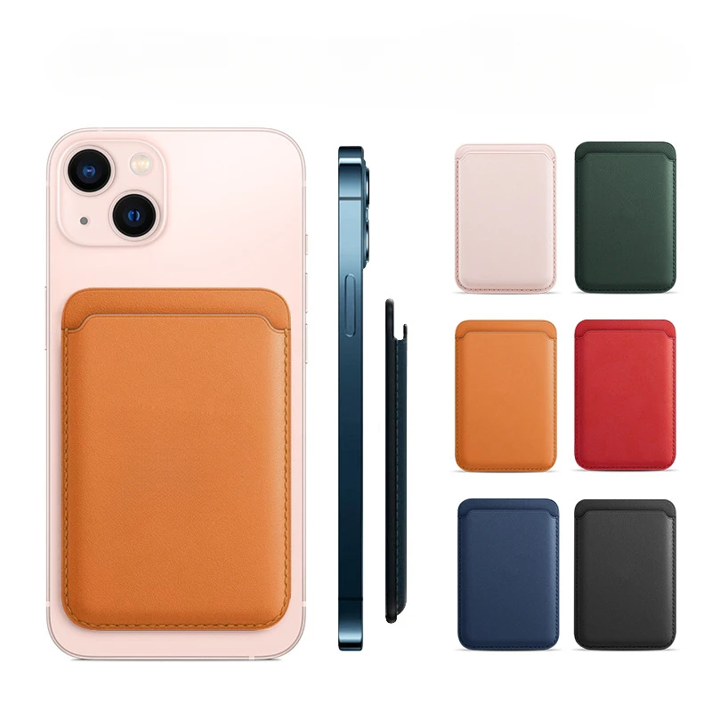 Cartera MagSafe magnética - Funda tarjetero de cuero PU para iPhone 12/13/14/15/16, accesorio MagSafe delgado con almacenamiento de tarjetas ​
