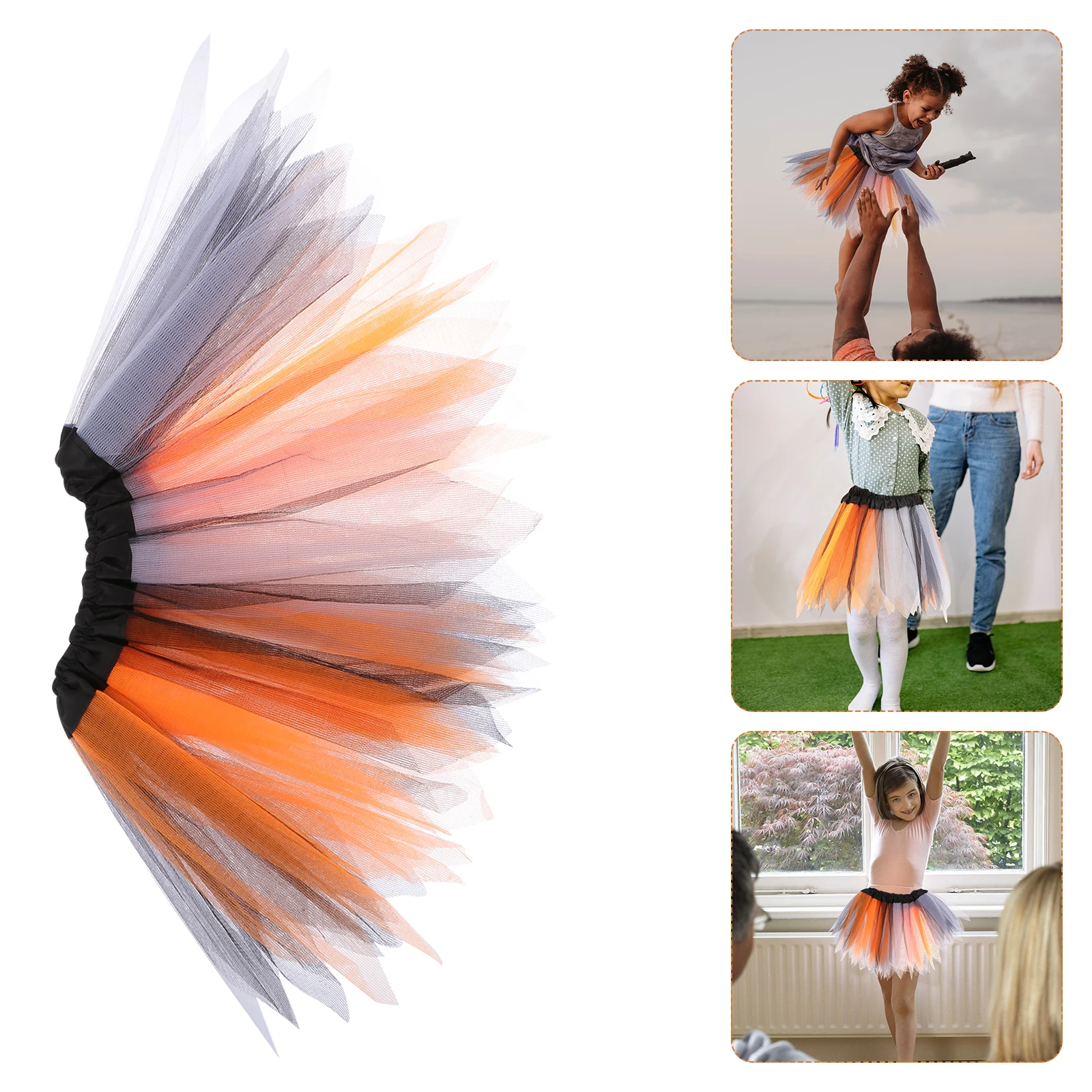 

1Pcs Rainbow Tutu Skirt Soft Breathable Polyester Girl Dancing Skirt Birthday Party Performance Costume Pettiskirt