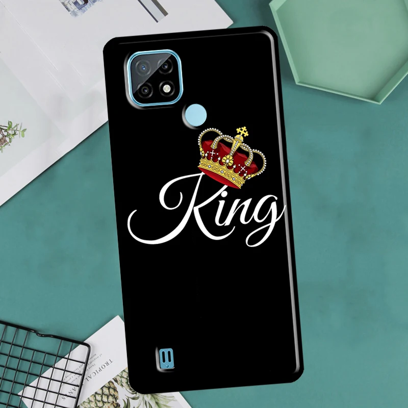 Crown QUEEN & KING Couples Case For OnePlus Nord 2 9 10 Pro 9R 10R 8T Cover For Realme GT Master Neo 2 3 8i 9i 8 Pro