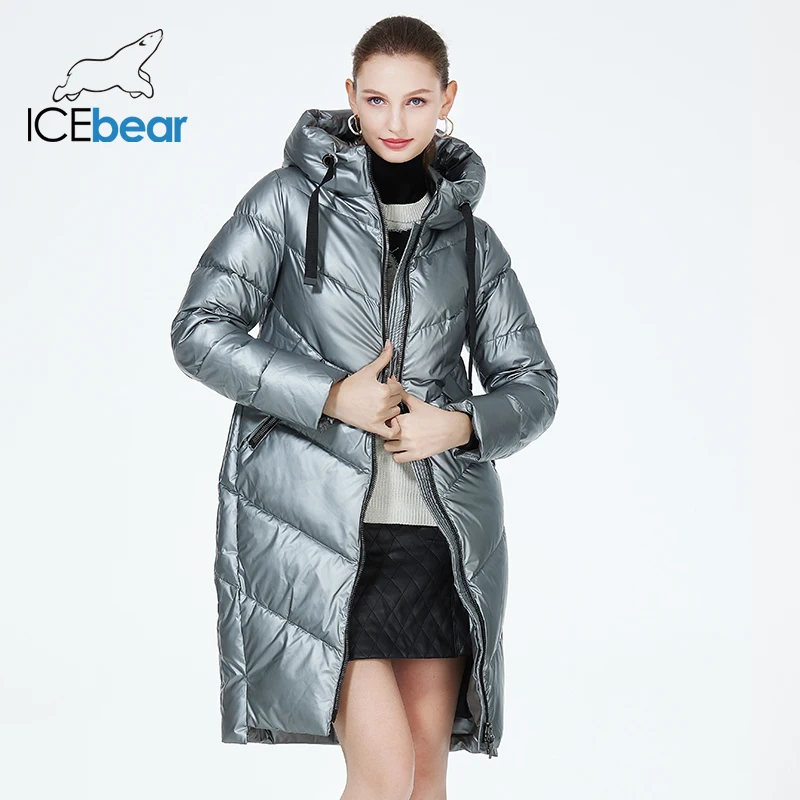 ICEbear 2023 new hooded winter women\'s  jacket fashion casual slim mid-length warm cotton coat brand ladies parkas GWD20302D