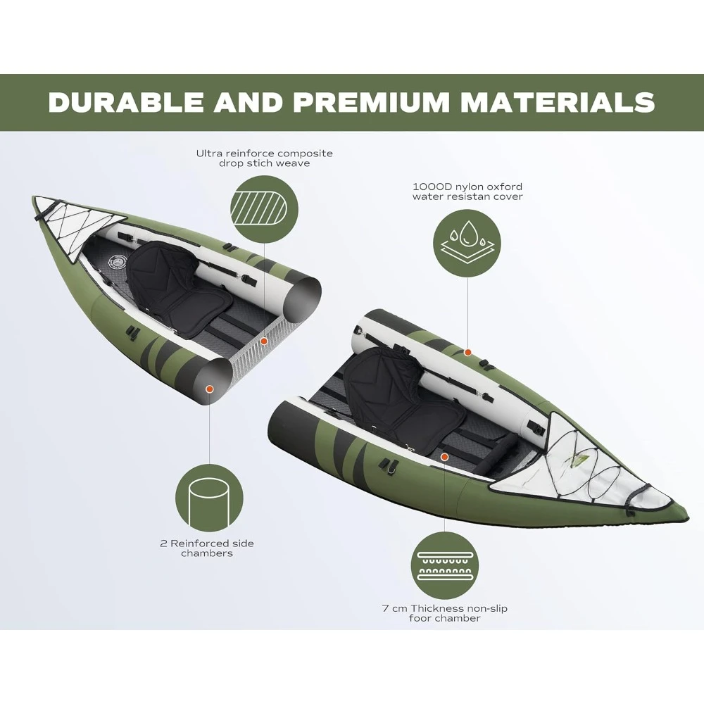 Inflatable Kayak with EVA Seats, 2-3 Person Tandem Inflatable Kayak with All The Accessories, Lake,River, and Ocean Kayaks Boat