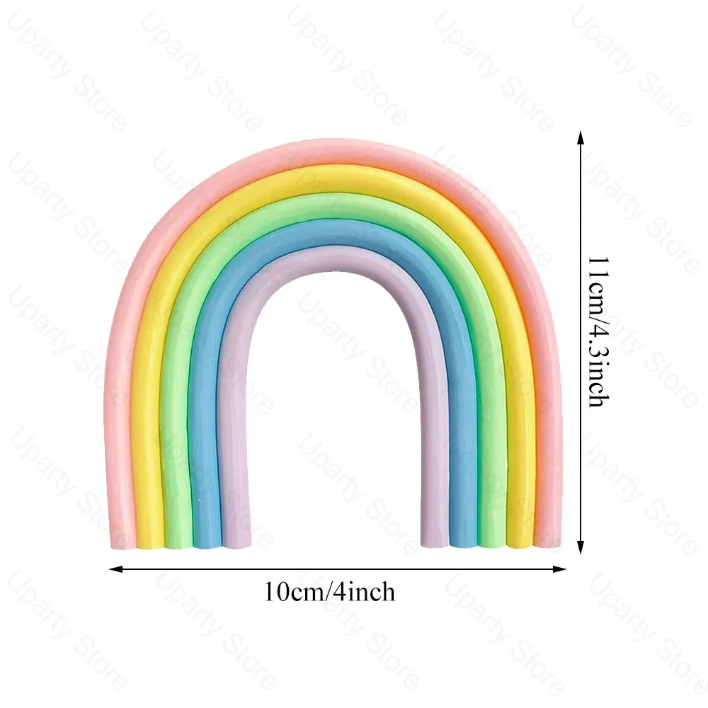 1/2/5 Stück Regenbogen-Kuchenaufsätze, blau, rosa, lila, Boho-Regenbogen-Kuchendekorationen für Geburtstagsfeier, Jungen, Mädchen, Babyparty, Kuchendekoration – Detail 6
