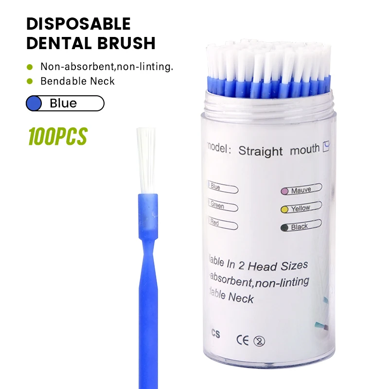 100Pcs Dental Disposable Long Applicators Brushes Dental Lab Long Micro Medicine Brush Teeth Whitening Dentist Materials Tools