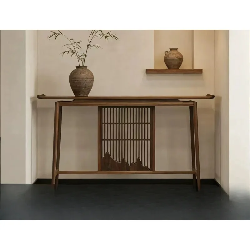 CZ-4  Song-style aesthetic solid wood entrance New Chinese multi-functional black walnut entrance table