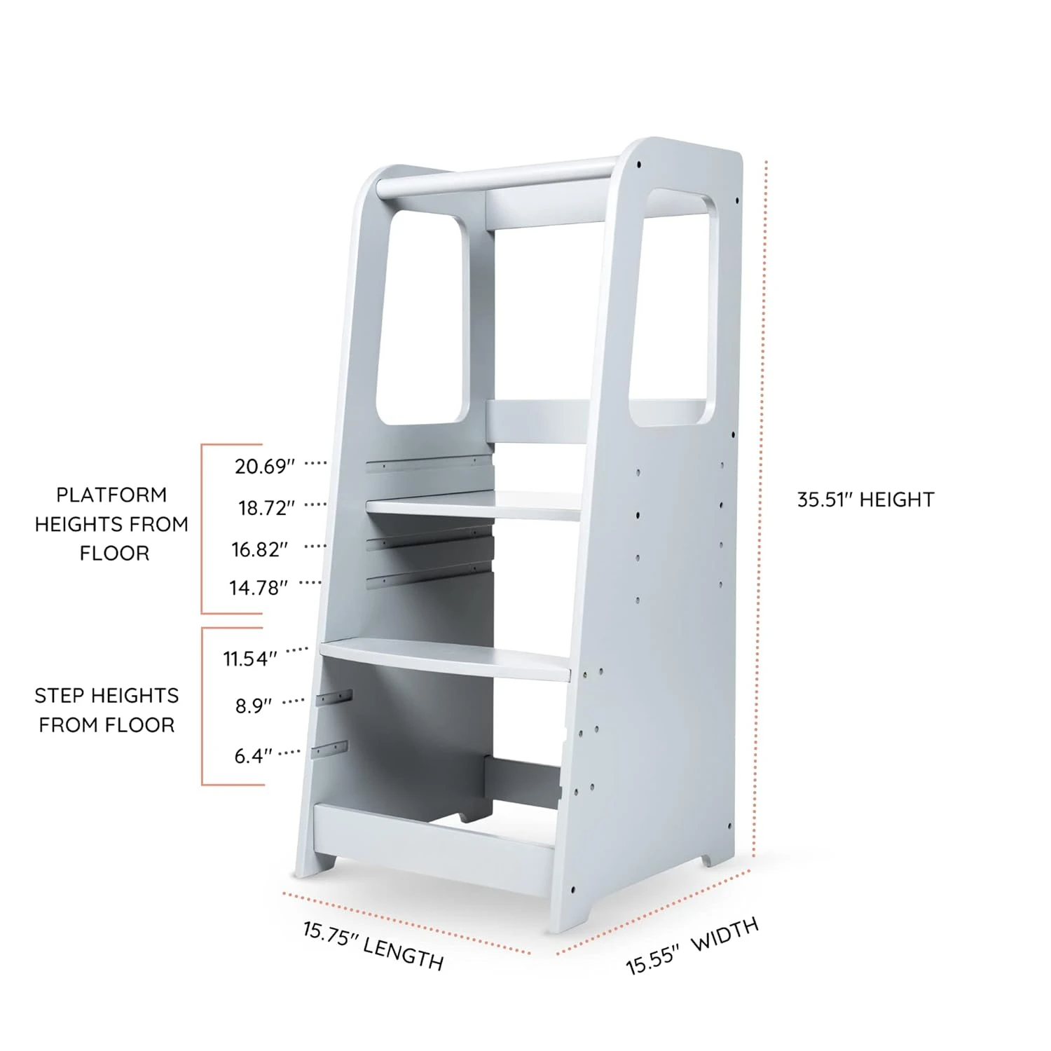 Taburete para niños con riel de seguridad - Taburete ajustable Montessori para niños - Torre de aprendizaje para niños pequeños con protección