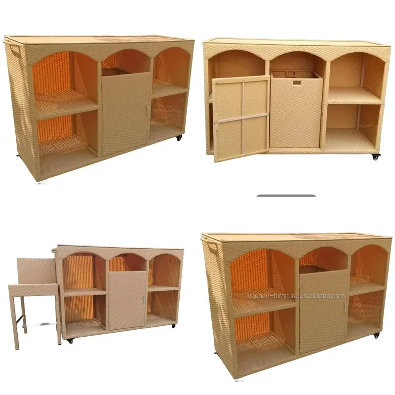 Custom Pool Furniture Removable PE Rattan Wicker Storage Organizer Weatherproof Outdoor Towel Valet
