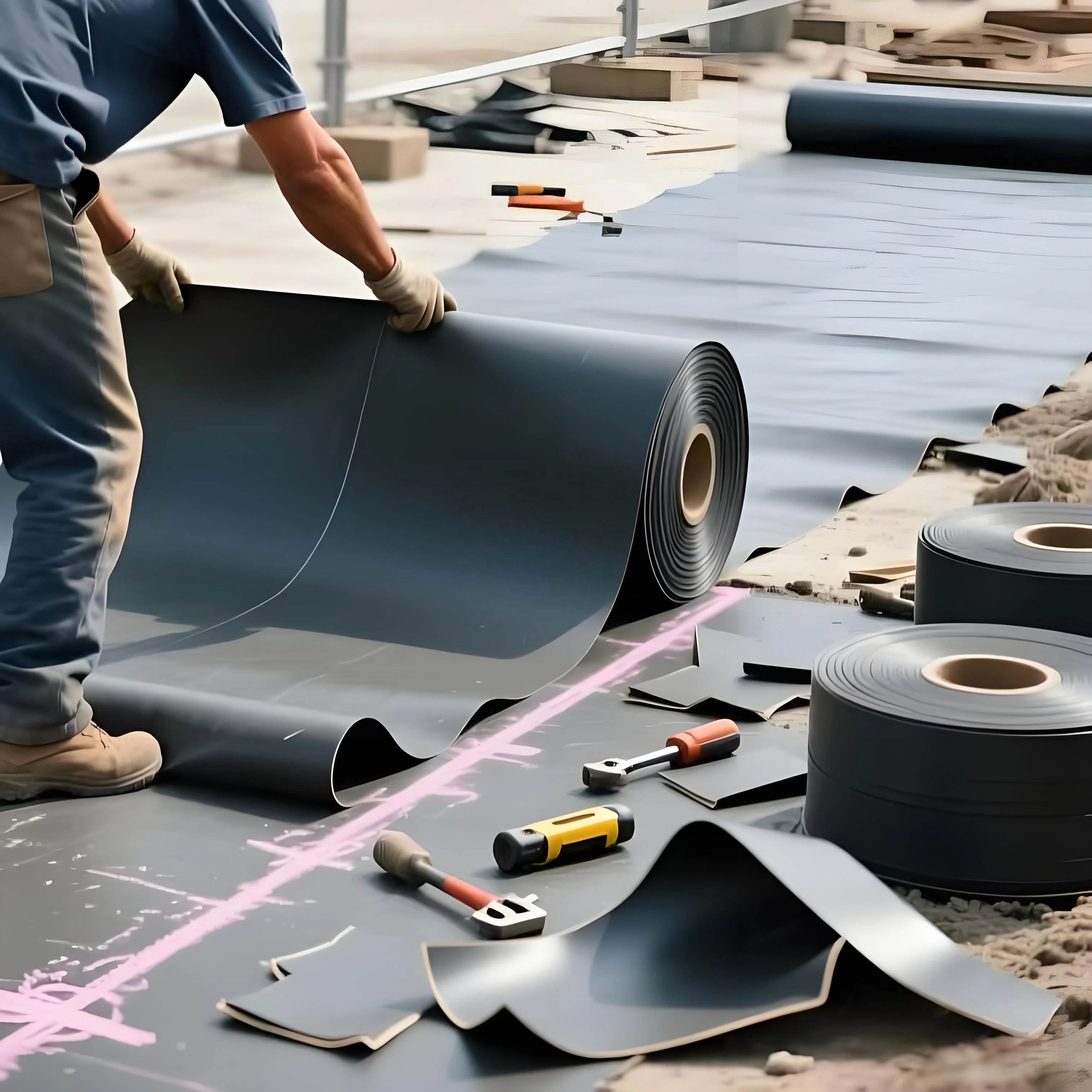 1.0mm 1.2mm 1.5mm 2.0mm Waterproofing Material EPDM Rubber Sheet Membrane Tar Paper Roofing-10x10 cm sample
