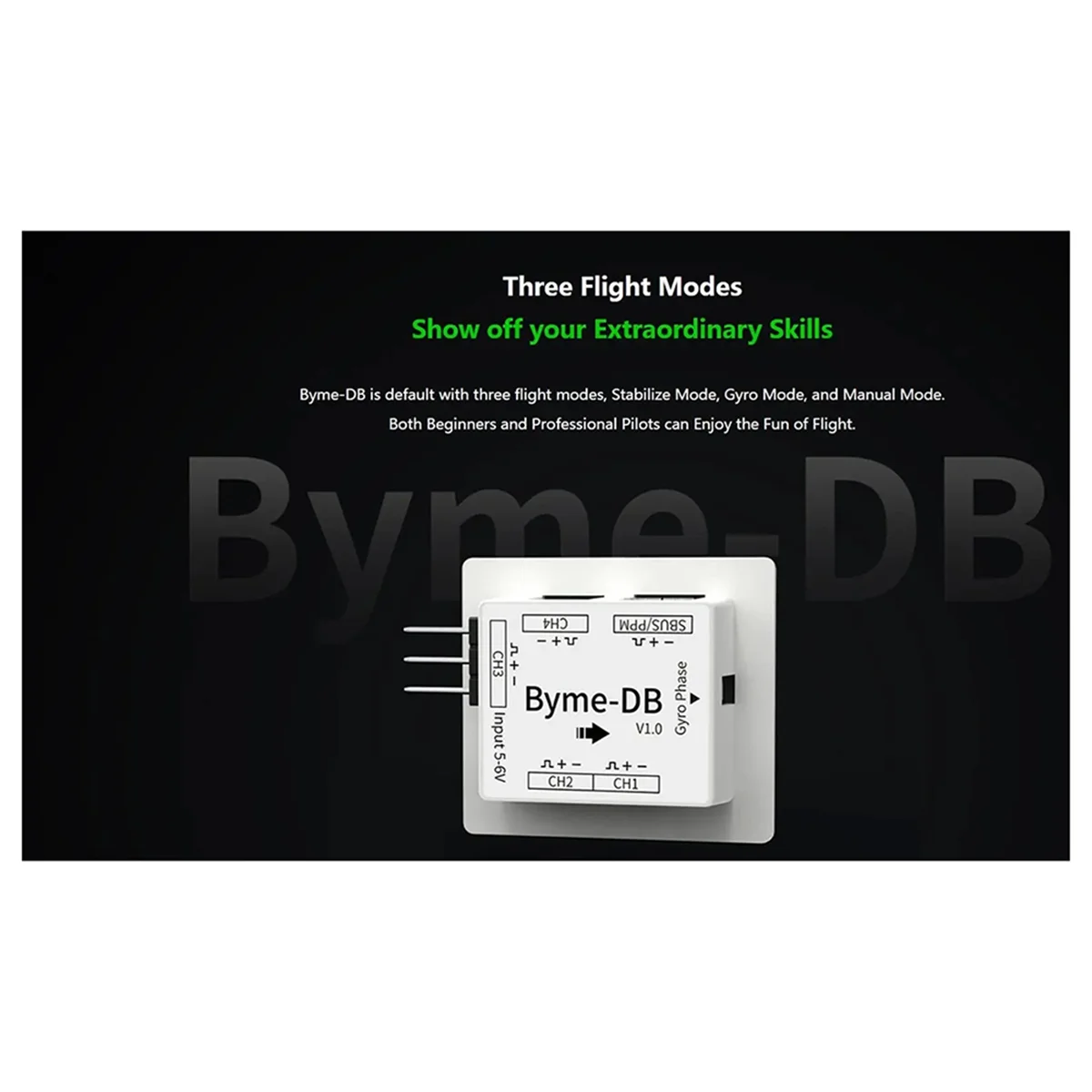 Byme-DB Fixed Wing Flight Control Built-in Gyroscope for Delta Wing Micro-Paper Plane J10 SU27 F22&A38R