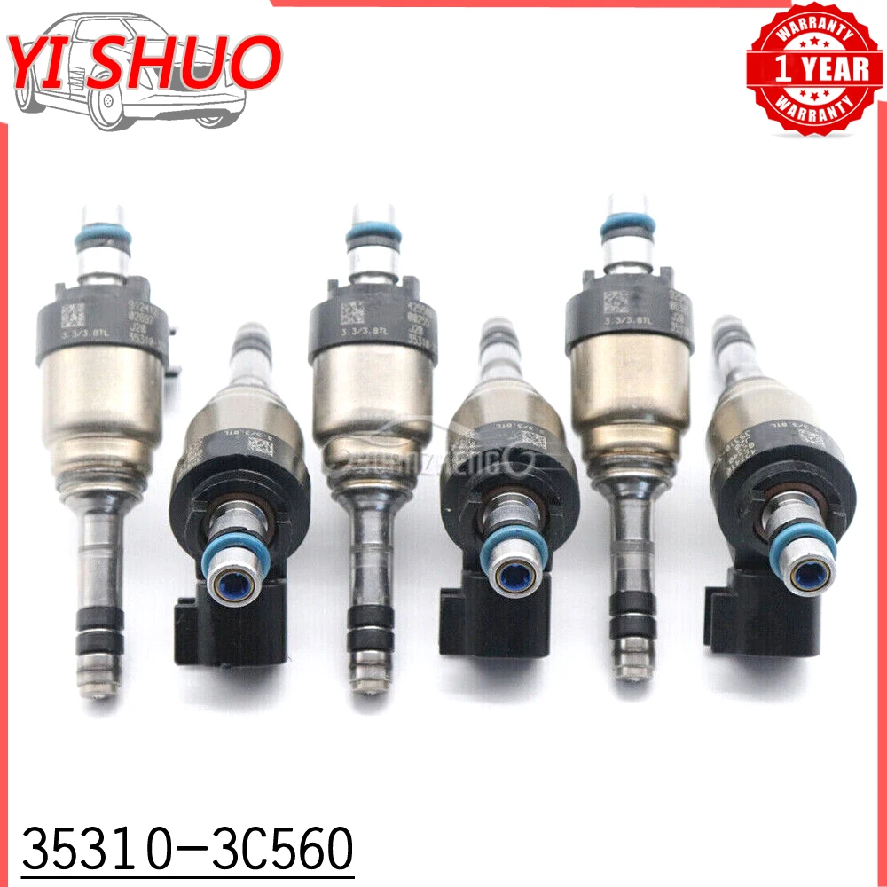 6pcs Car Fuel Injectors Nozzle for Hyundai Santa Fe Azera Genesis Coupe Kia Sedona Sorento K900 Cadenza 3.3L 3.8L V6 35310-3C560