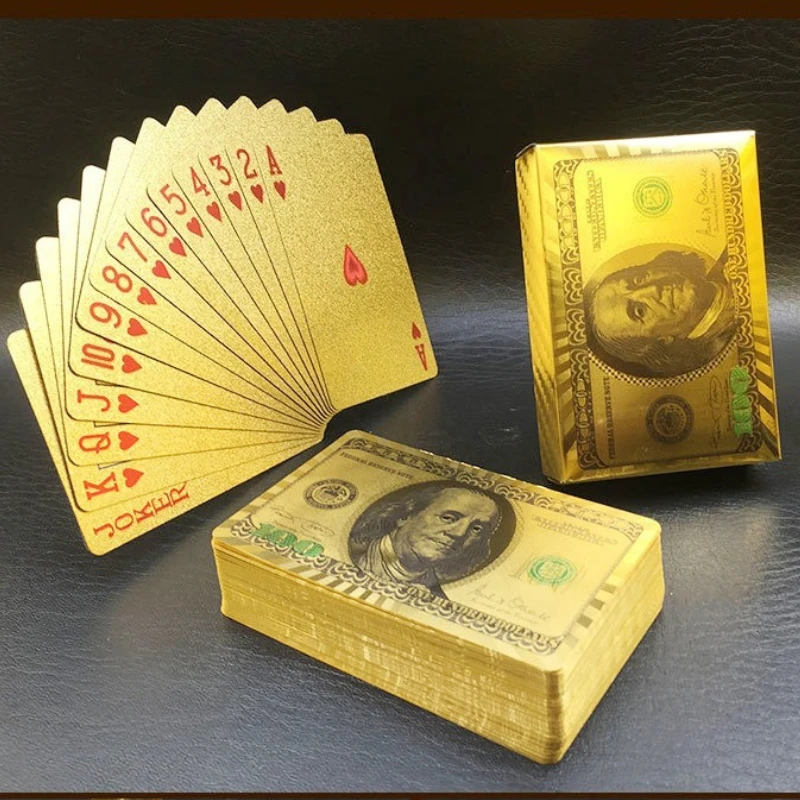 

Водонепроницаемая покерная карта с золотой полосой, черный доллар, серебряные пластиковые игральные карты из ПЭТ, износостойкий материал, настольная игра