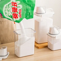 Airtight Laundry Detergent Powder Storage Box Clear Washing Powder Container with Lid and Handle Multipurpose Plastic Cereal Jar