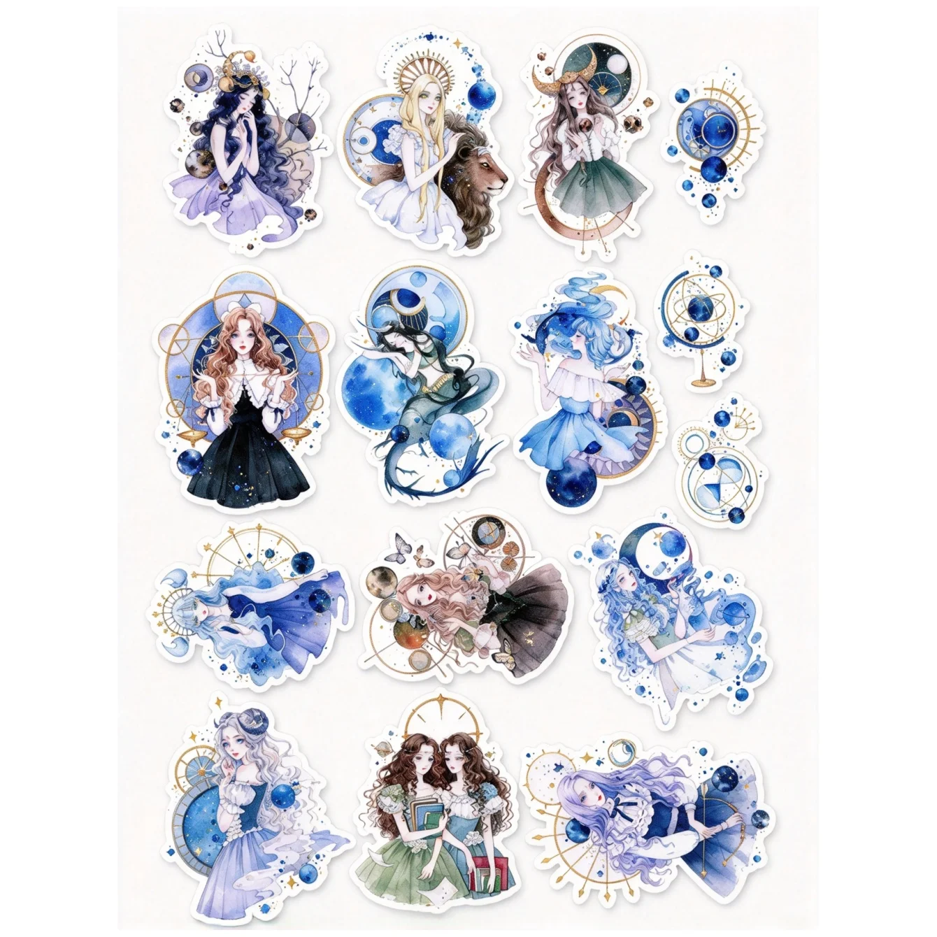 15pcs Material Constellation Girl Handbook Stickers,scrapbooking Literature And Art, Characters Decoration Mobile Phone Stickers