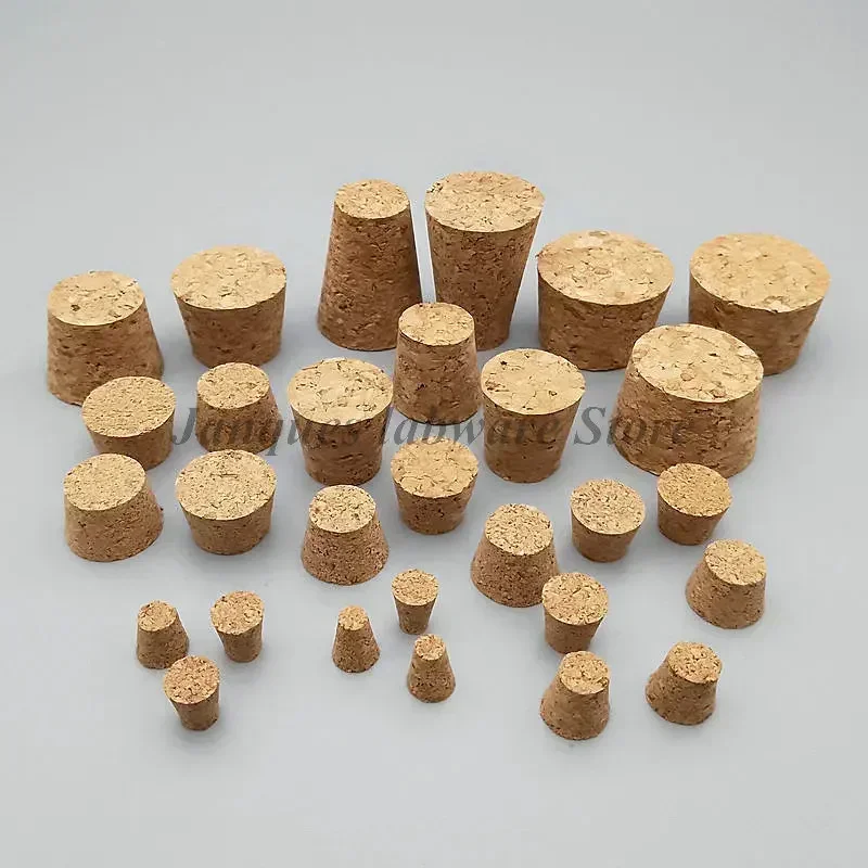 100pcs Top Diameter 7.5mm to 30mm Cork stopper Lab Glass Bottle Stopper Kettle Pudding Bottle Cork Cap Burette Tube Wooden plug