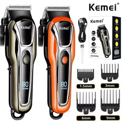 Kemei PG1990 Electric Clipper USB Rechargeable Hair Trimmer for Men Professional Barber Hair Clipper LCD Display Haircut Machine