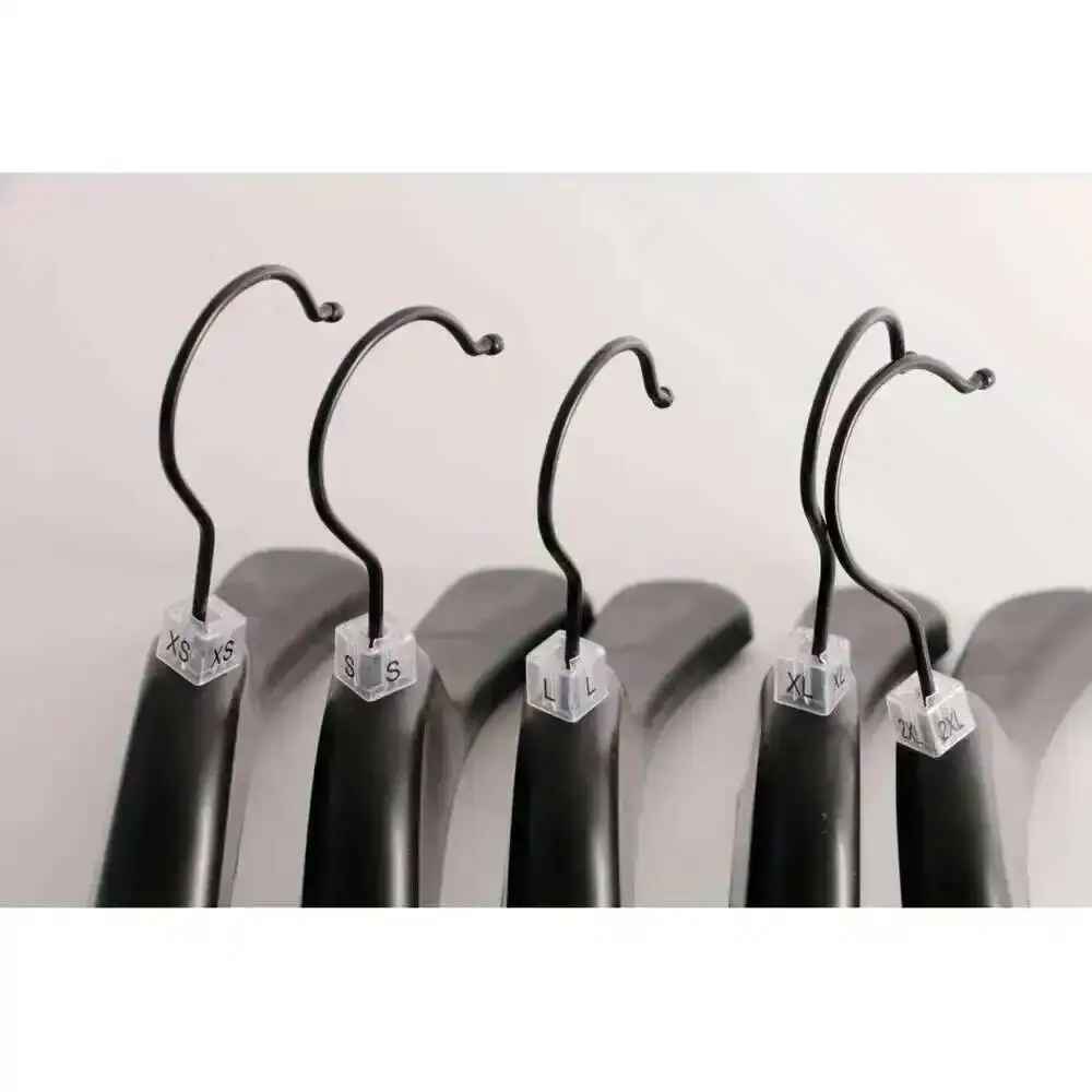 100pcs/lot Square Clothes Hanger Marker Size Tab Fit 6mm Rod For Garment Color Coding Clear Count XS