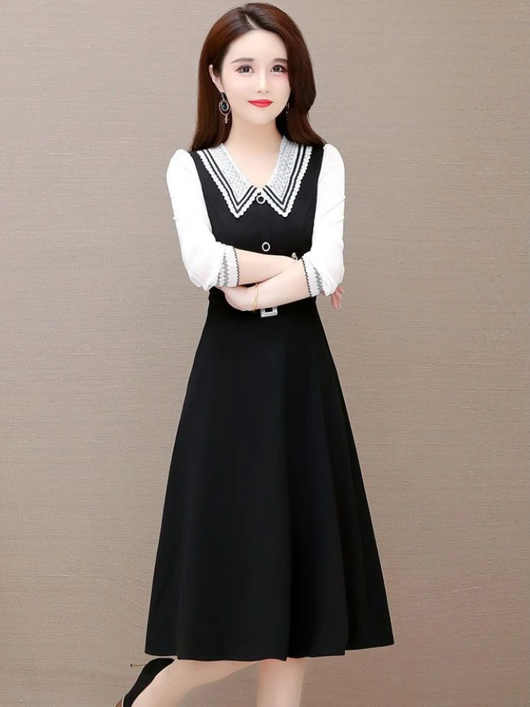 フォーマルな機会にぴったりの女性用長袖サテンY2K格安カジュアル厚手シルク服KPOP風Aラインシフォンドレス