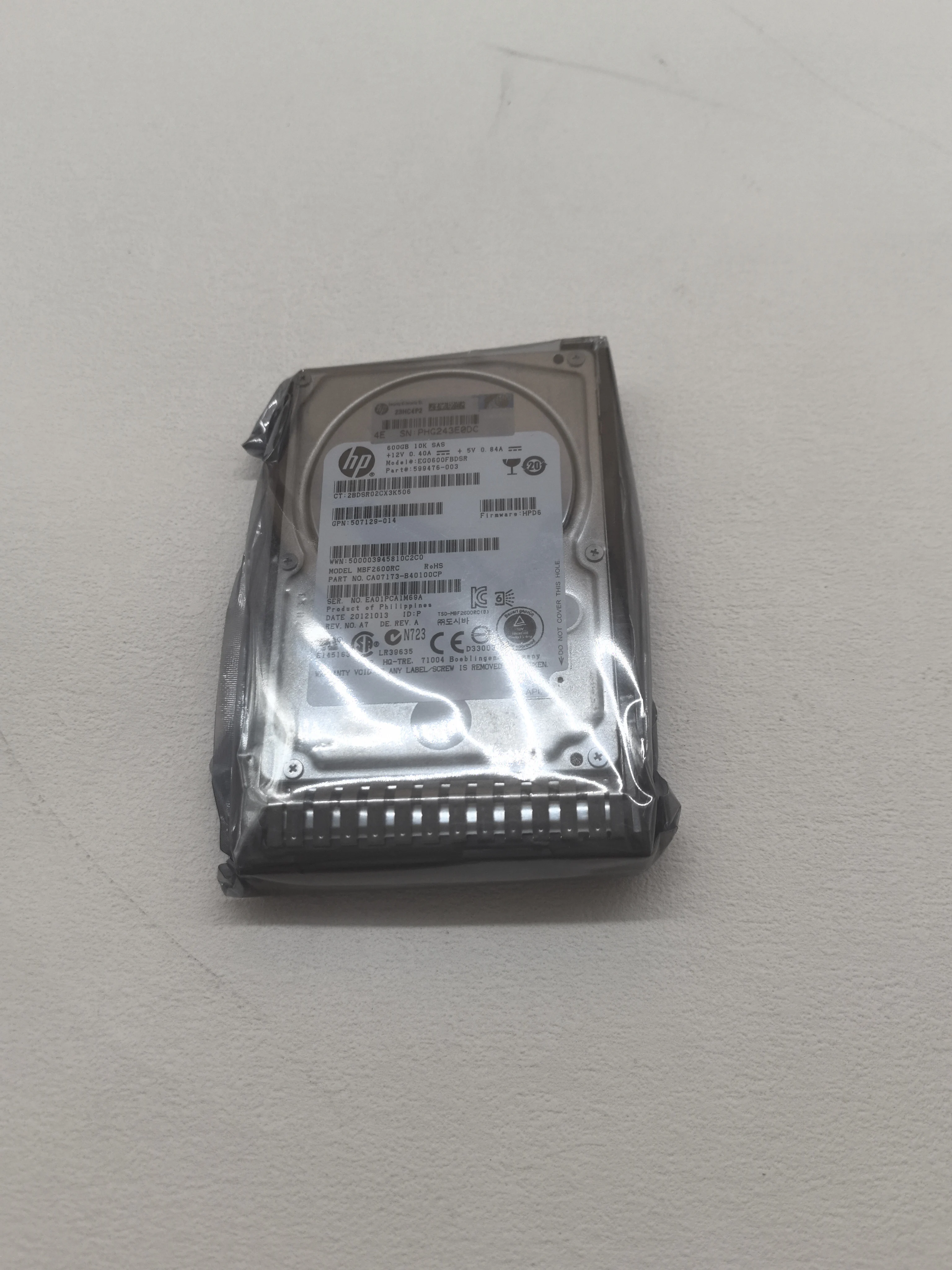 599476-003-SC 600 Go 10 kRPM 2,5 pouces SAS-6G Enterprise G8 G9 HDD