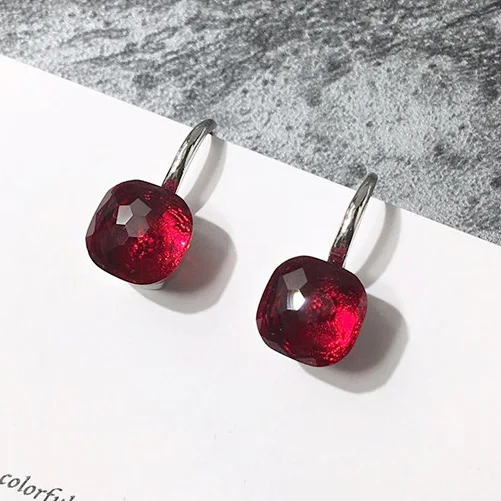 100% 925 Sterling Zilver Snoep Stijl 21 Kleuren Blauw Wit Rood Groen Geel Crystal Drop Earring Voor Vrouwen Fijne Sieraden