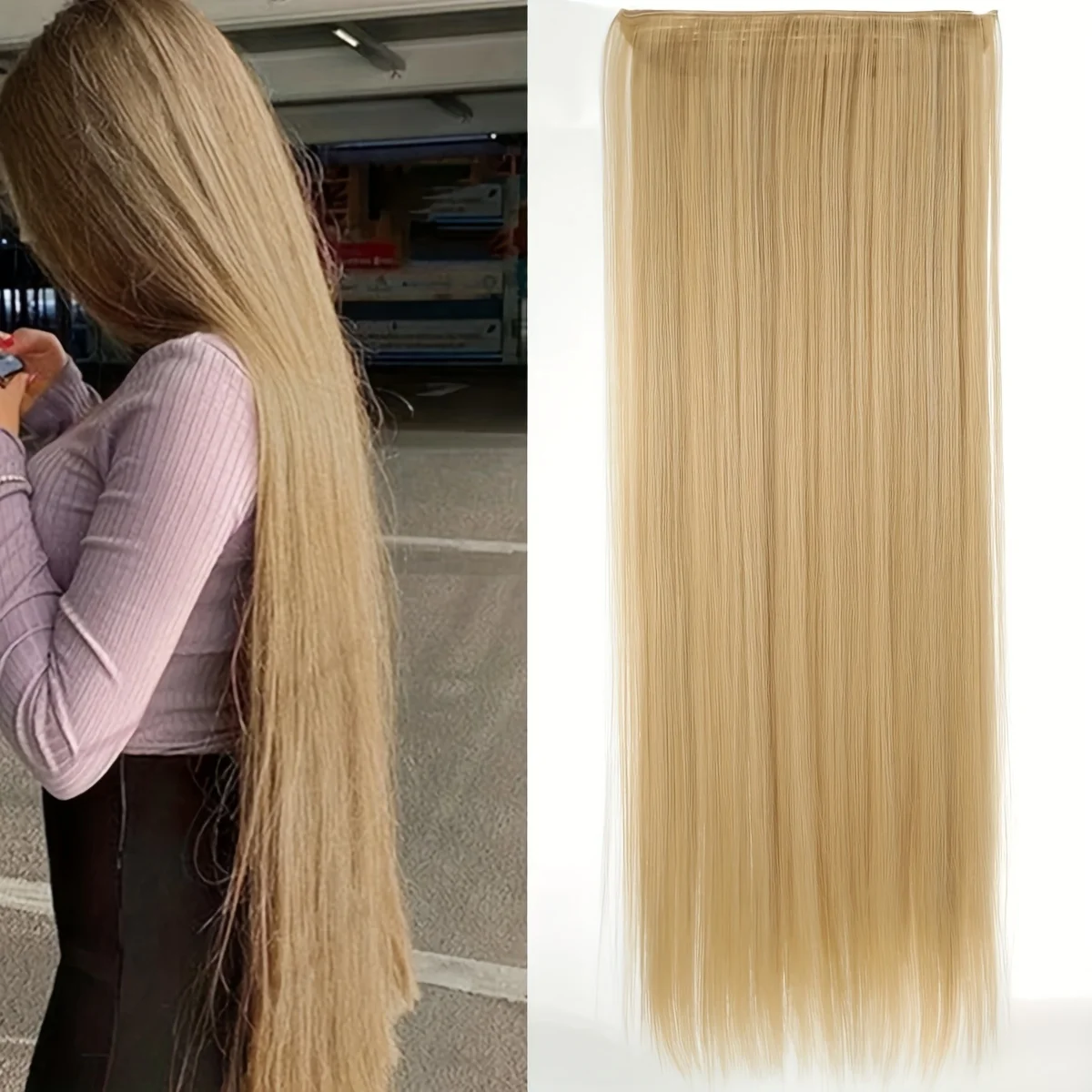 DUTRIEUX 80CM Long Straight Hair Synthetic Hair Extension Piece Wig Clip On woman's heat-resistant Hairpiece