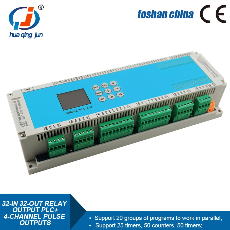 Controlador inteligente programable PLC, 32 entradas, 32 salidas, salida de relé PLC con salidas de pulso de 4 canales para servomotor