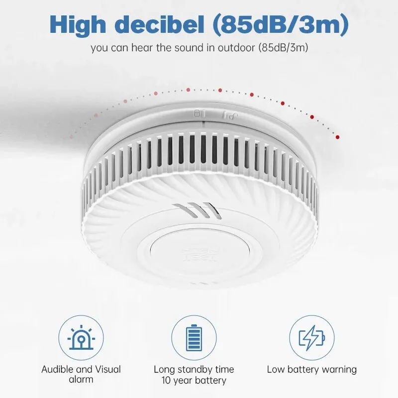 1pc Smoke Detector Warning, Indoor Fire Detection, 85dB Siren Sound Alarm For House Restaurant Hotel Office, Batteries 10 Years