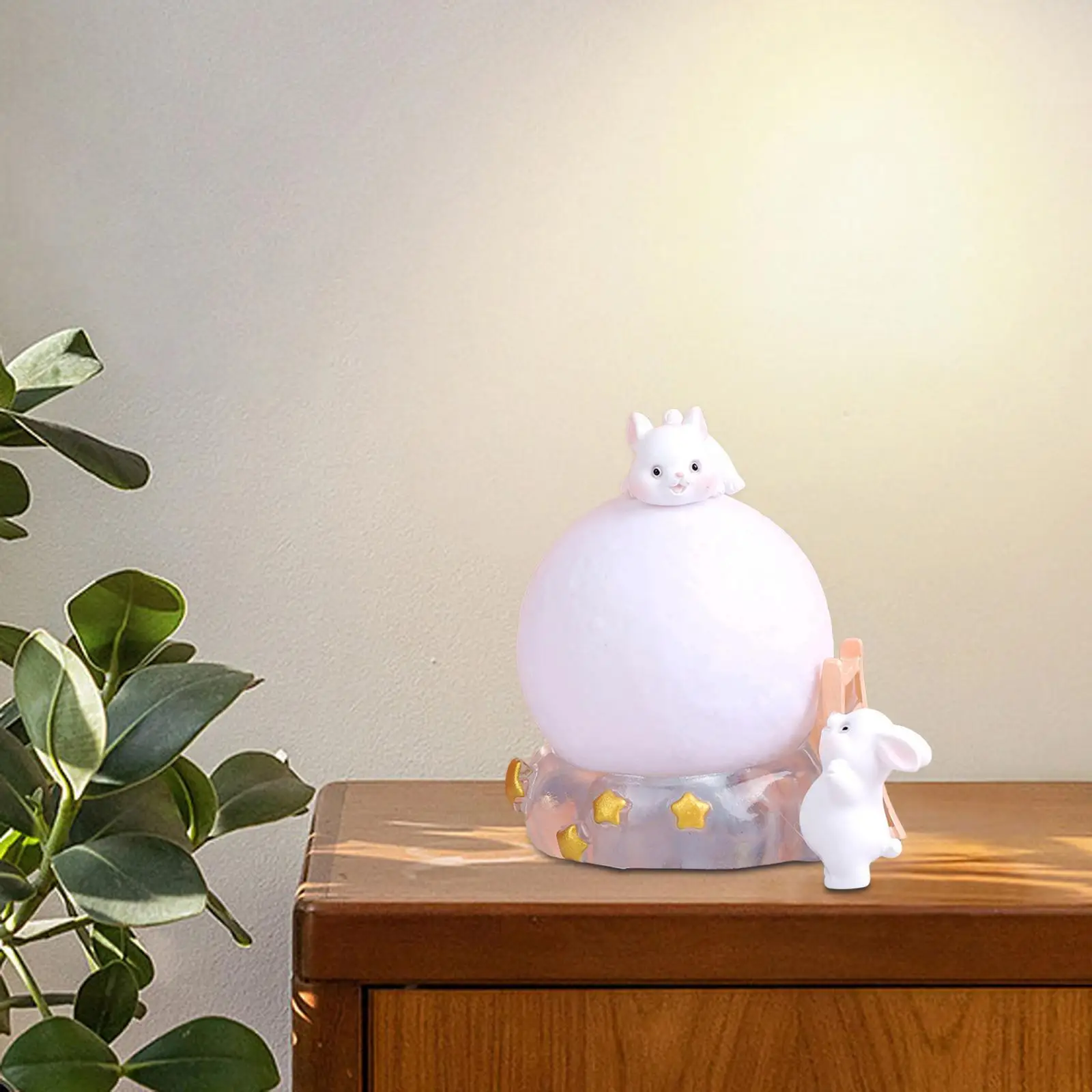 Veilleuse de statue de lapin de lune, ornement décoratif de bureau pour la chambre à coucher de partie