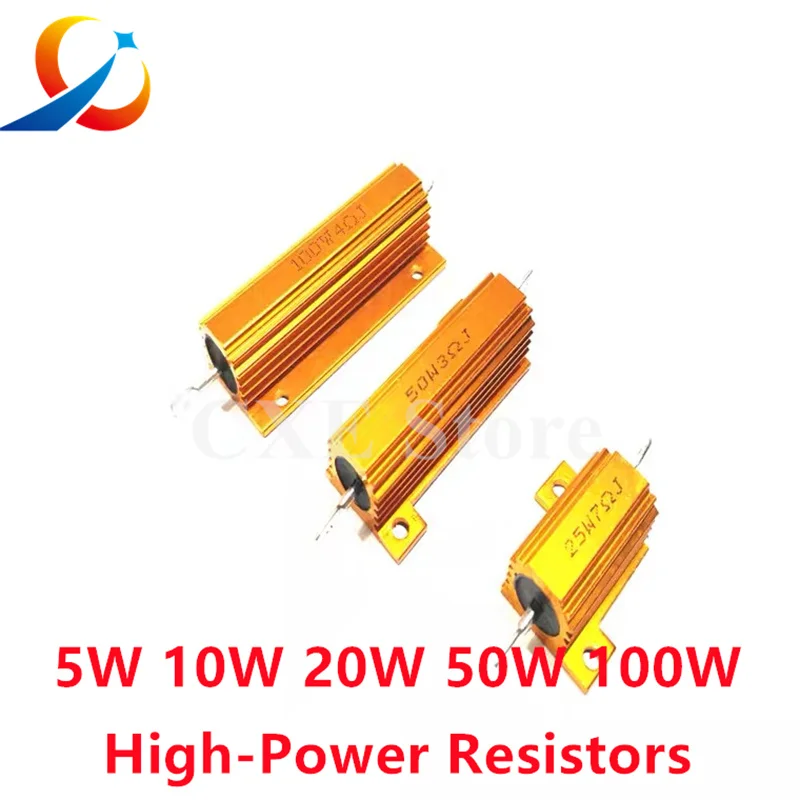 High Power Resistors RX24-5W/10W /20W/50W/100W/200W/300W/500W 0.1R/1R/3R/5R/10R/100R/1K/2K/10K Heat Dissipation Resisto NEW